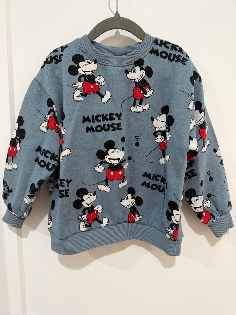 Zara Blue Mickey Mouse All-Over Graphic Sweatshirt